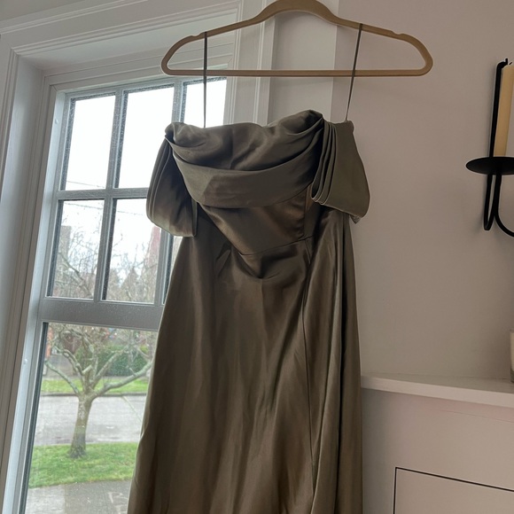 Birdy Grey Mia Shiny Satin Convertible Dress, Moss Green - Picture 3 of 6